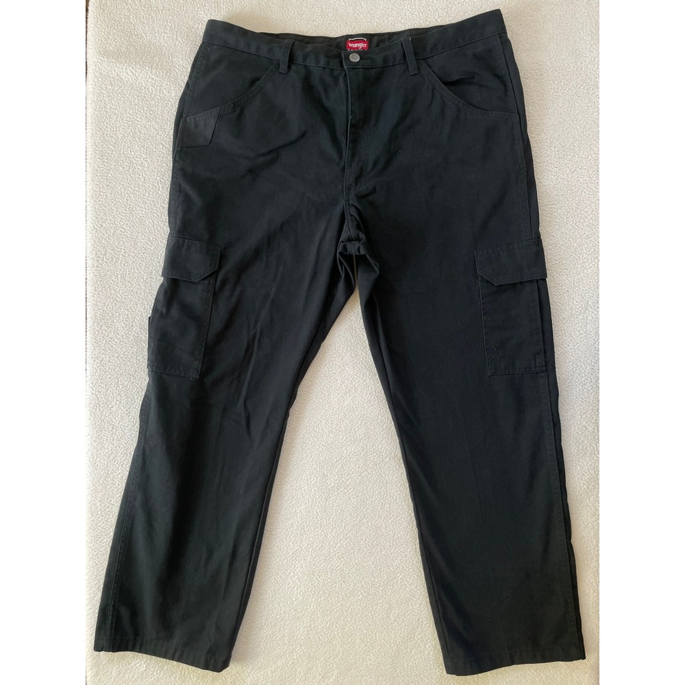Wrangler Mens 38 x 30 Workwear Cargo Pants Black Cotton Blend Utility Service